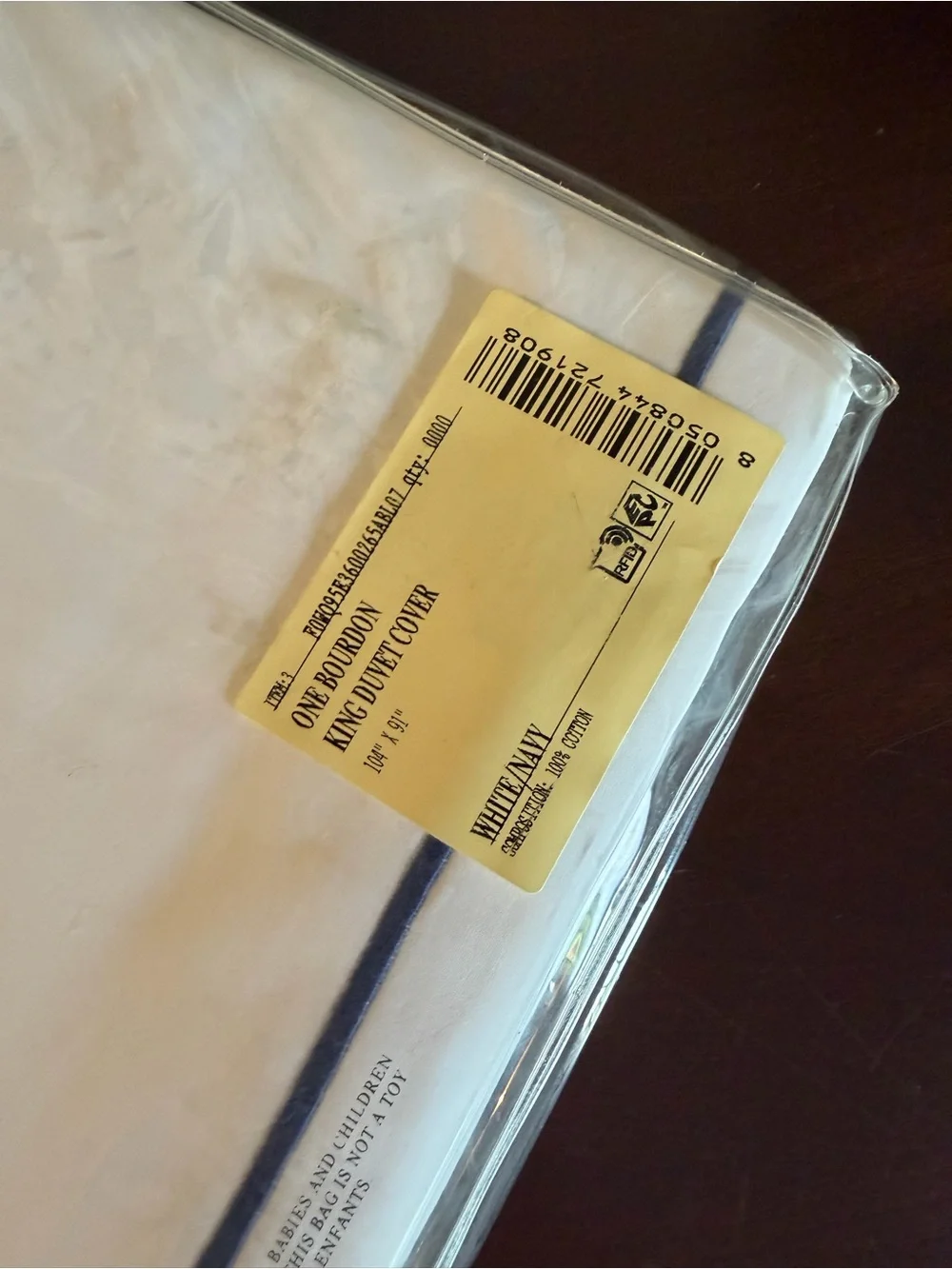 Frette One Bourdon King Duvet Cover White/ Navy